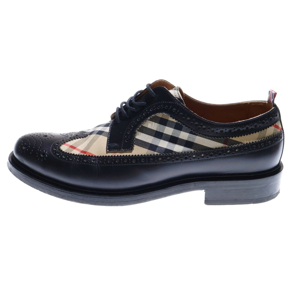 BURBERRY LONDON(バーバリーロンドン) TAILOR BROGUE チェックパネル レザーシューズ ブラック/ベージュ 42 ITBROSRLLOC