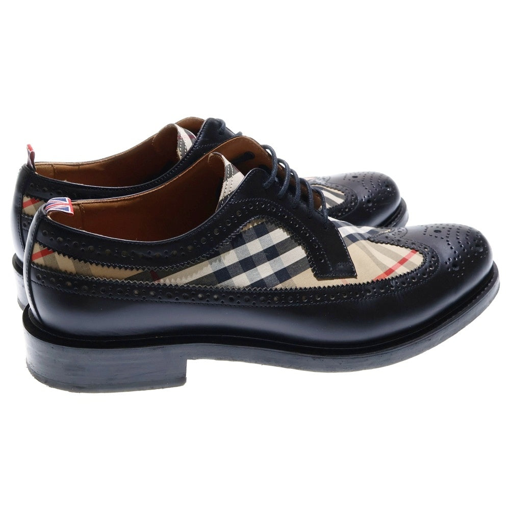 BURBERRY LONDON(バーバリーロンドン) TAILOR BROGUE チェックパネル レザーシューズ ブラック/ベージュ 42 ITBROSRLLOC