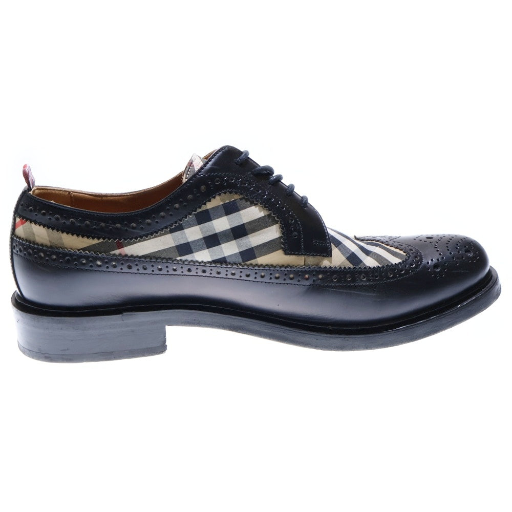 BURBERRY LONDON(バーバリーロンドン) TAILOR BROGUE チェックパネル レザーシューズ ブラック/ベージュ 42 ITBROSRLLOC