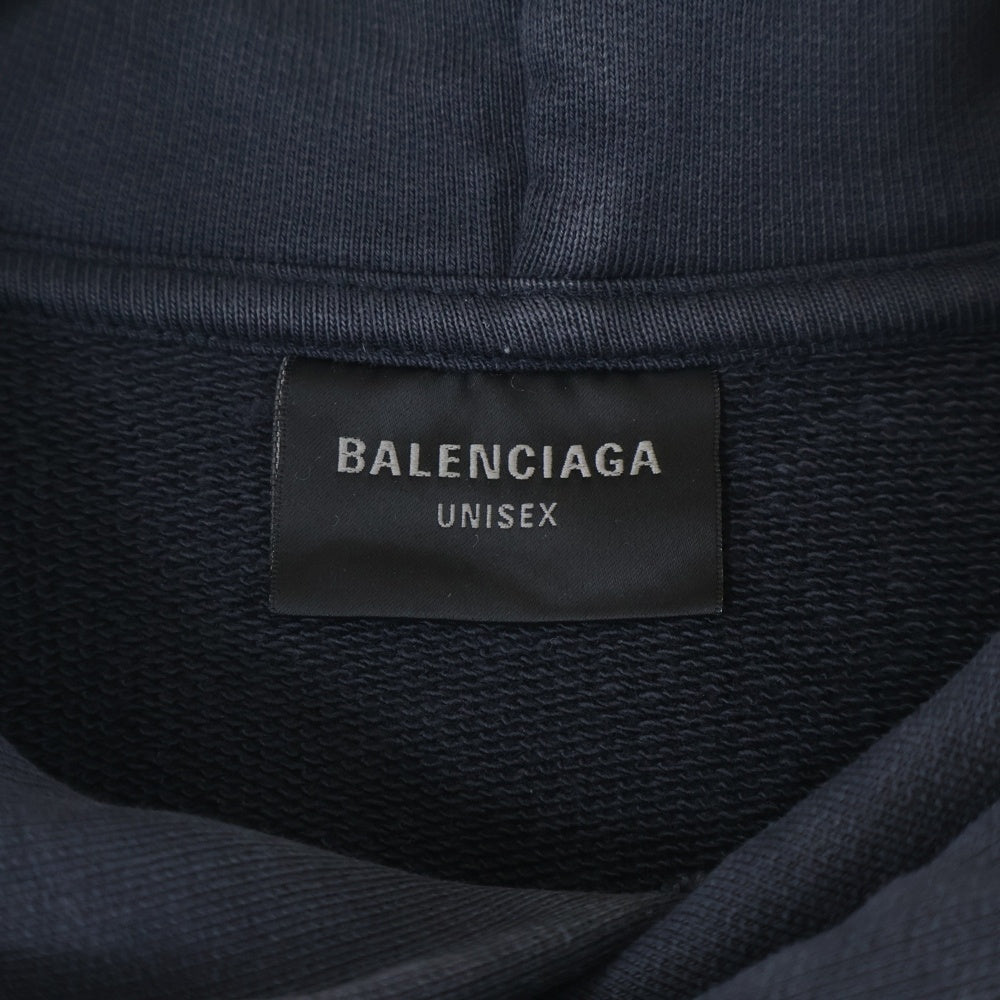 BALENCIAGA(バレンシアガ) 23AW BE KIND ロゴオーバーサイズヴィンテージ加工スウェットプルオーバーパーカー 761458 TPVD6 ブラック