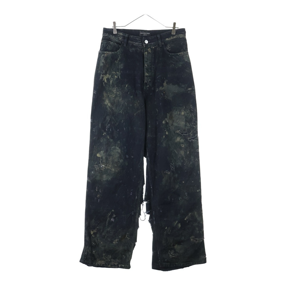 BALENCIAGA(バレンシアガ) 23SS SUPER DESTROYED BAGGY 745248 TBP47 スーパーデトロイトダメージ加工バギーデニムパンツ ブラック