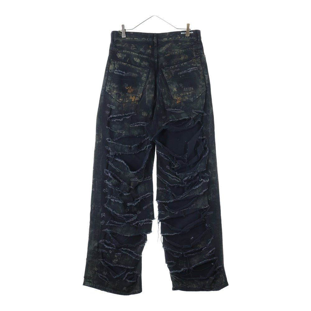 BALENCIAGA(バレンシアガ) 23SS SUPER DESTROYED BAGGY 745248 TBP47 スーパーデトロイトダメージ加工バギーデニムパンツ ブラック
