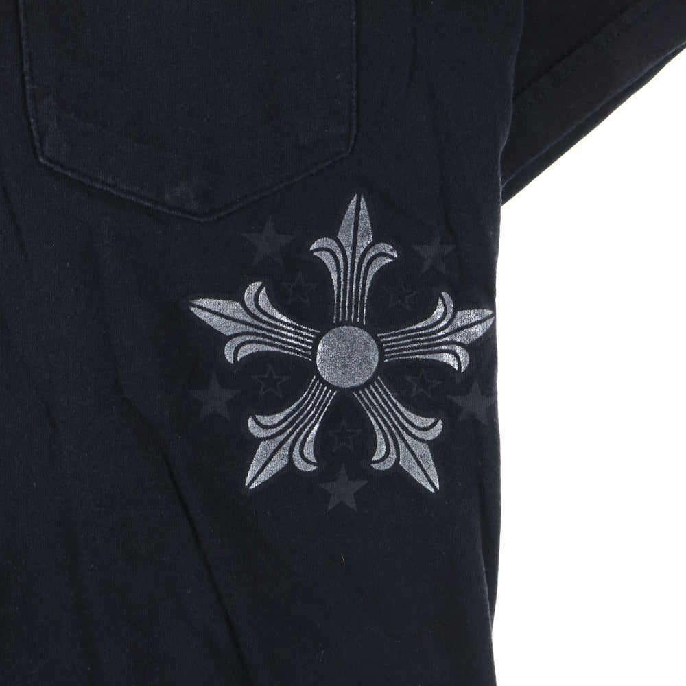 CHROME HEARTS(クロムハーツ) スクロールラベル スタークロス バックプリント クルーネック 半袖Tシャツ カットソー ブラック