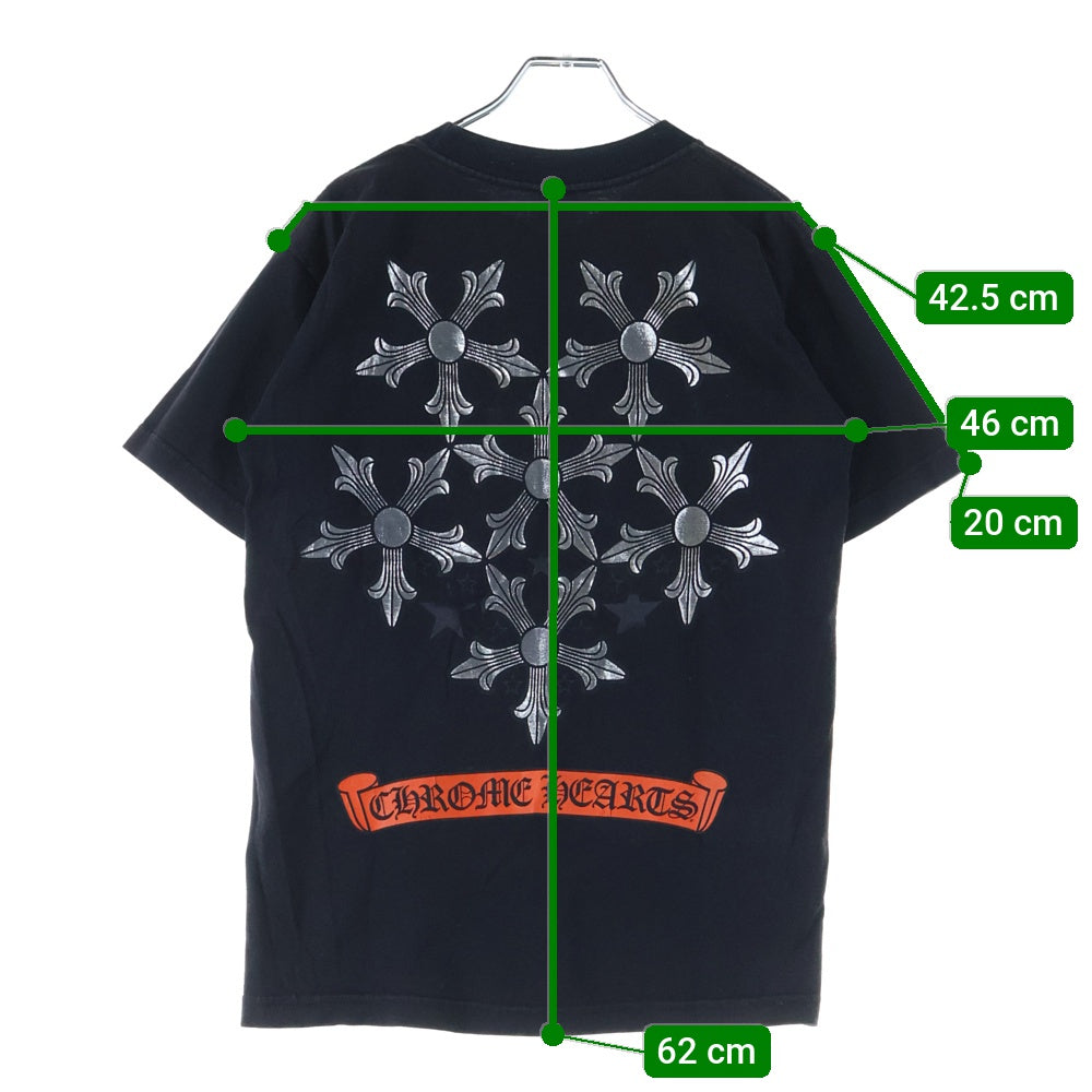 CHROME HEARTS(クロムハーツ) スクロールラベル スタークロス バックプリント クルーネック 半袖Tシャツ カットソー ブラック