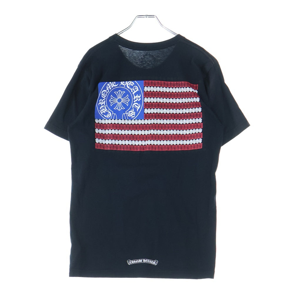 CHROME HEARTS(クロムハーツ) American Flag Tee アメリカンフラッグTシャツ 星条旗 ホースシュープリント 半袖Tシャツカットソー ブラック