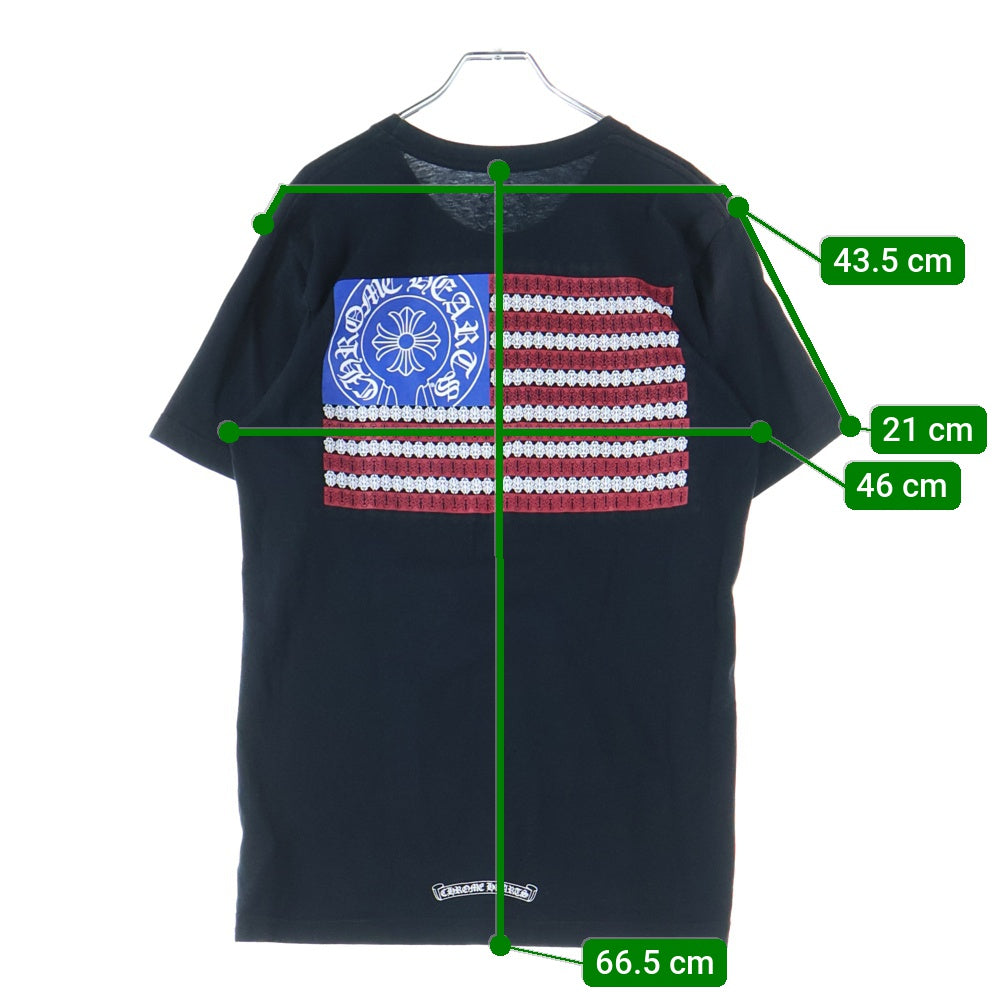 CHROME HEARTS(クロムハーツ) American Flag Tee アメリカンフラッグTシャツ 星条旗 ホースシュープリント 半袖Tシャツカットソー ブラック
