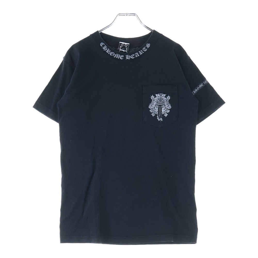 CHROME HEARTS(クロムハーツ) OLD オールドモデル スクロールラベル ダガー ネックプリント 半袖Tシャツカットソー ブラック