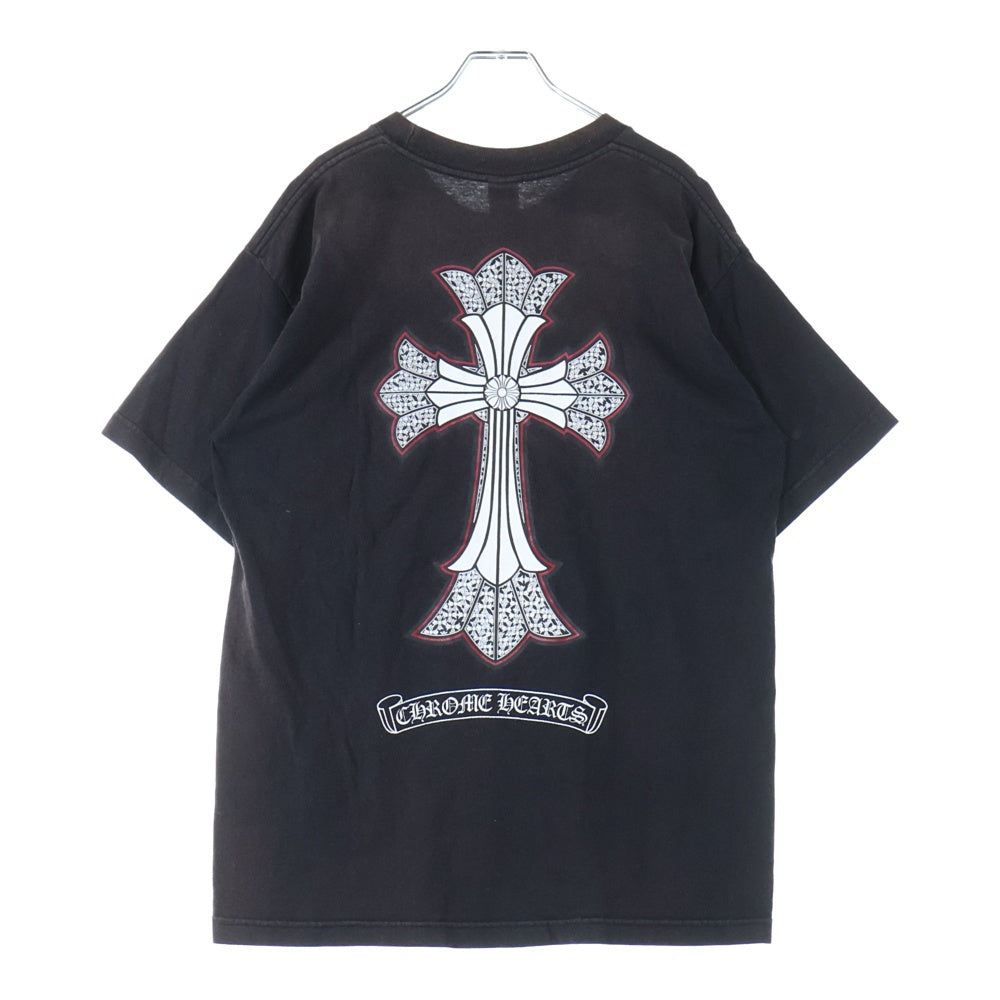 CHROME HEARTS(クロムハーツ) OLD オールドモデル ネックロゴ ダブルCHクロスプリント 半袖Tシャツカットソー ブラック