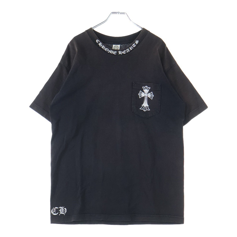 CHROME HEARTS(クロムハーツ) OLD オールドモデル ネックロゴ ダブルCHクロスプリント 半袖Tシャツカットソー ブラック