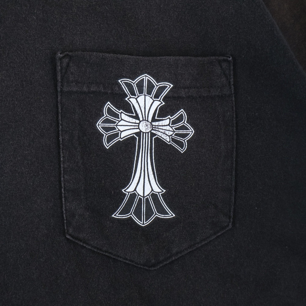 CHROME HEARTS(クロムハーツ) OLD オールドモデル ネックロゴ ダブルCHクロスプリント 半袖Tシャツカットソー ブラック