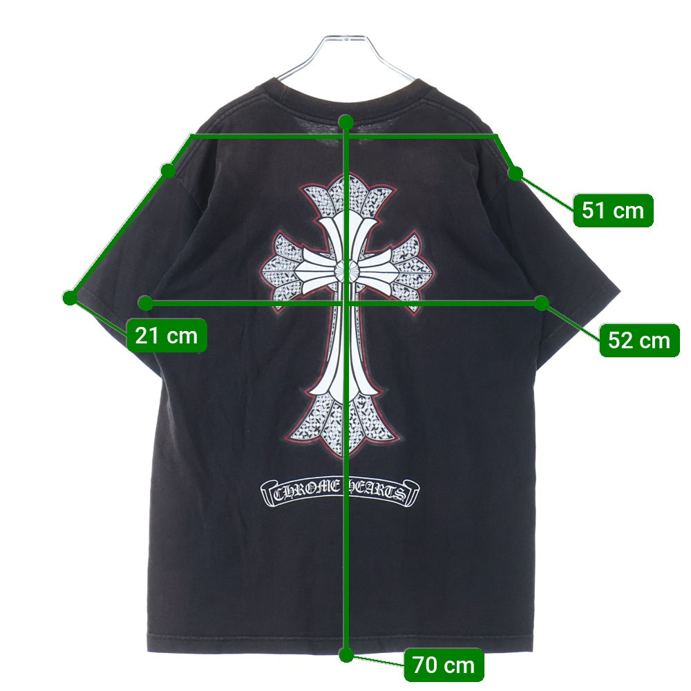 CHROME HEARTS(クロムハーツ) OLD オールドモデル ネックロゴ ダブルCHクロスプリント 半袖Tシャツカットソー ブラック