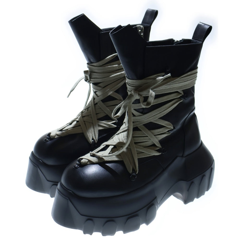 Rick Owens(リックオウエンス) MEGALACED MEGA TRACTOR メガレース メガトラクター 厚底レザーシューズ ブラック RU01E5867