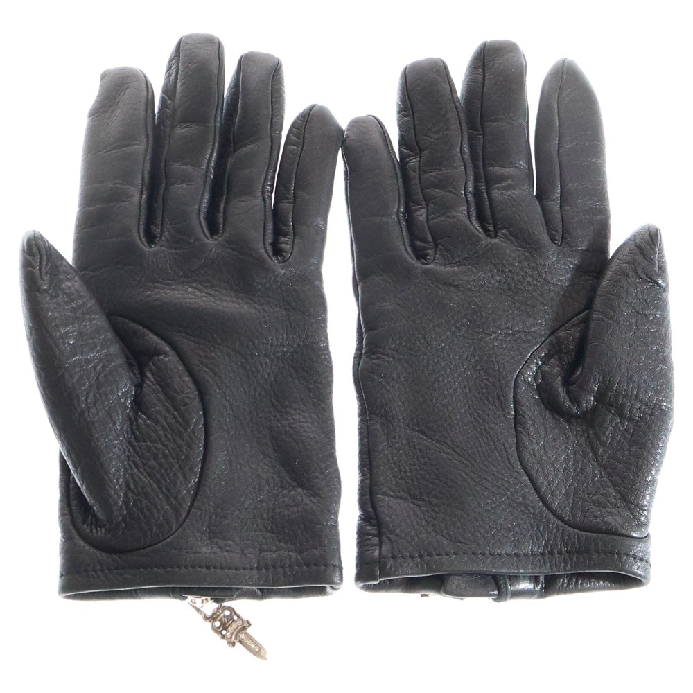 CHROME HEARTS(クロムハーツ) DGR ZIP GROVE ダガージップ アフターダイヤ レザーグローブ ブラック