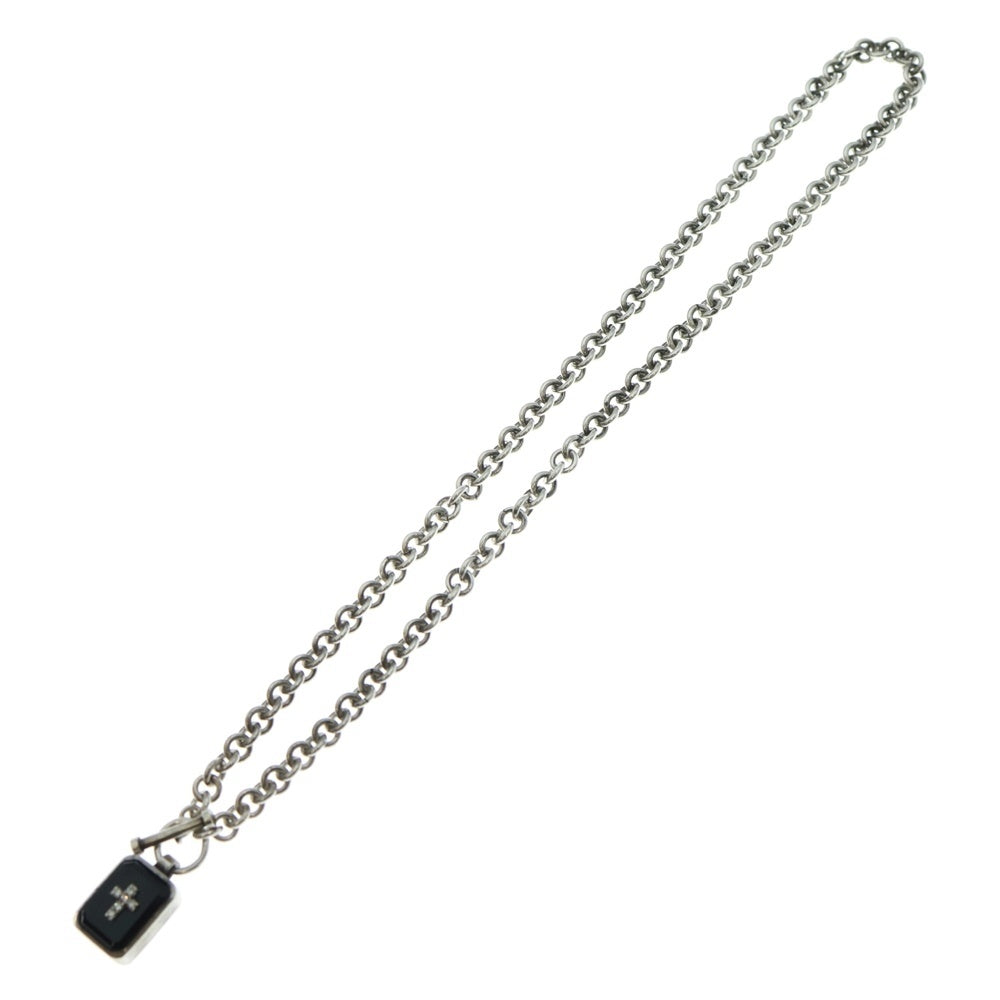 Justin Davis(ジャスティンデイヴィス) EMINEM NECKLACE エミネム スクエア クロス ダイヤ オニキス チェーン ネックレス シルバー/ブラック