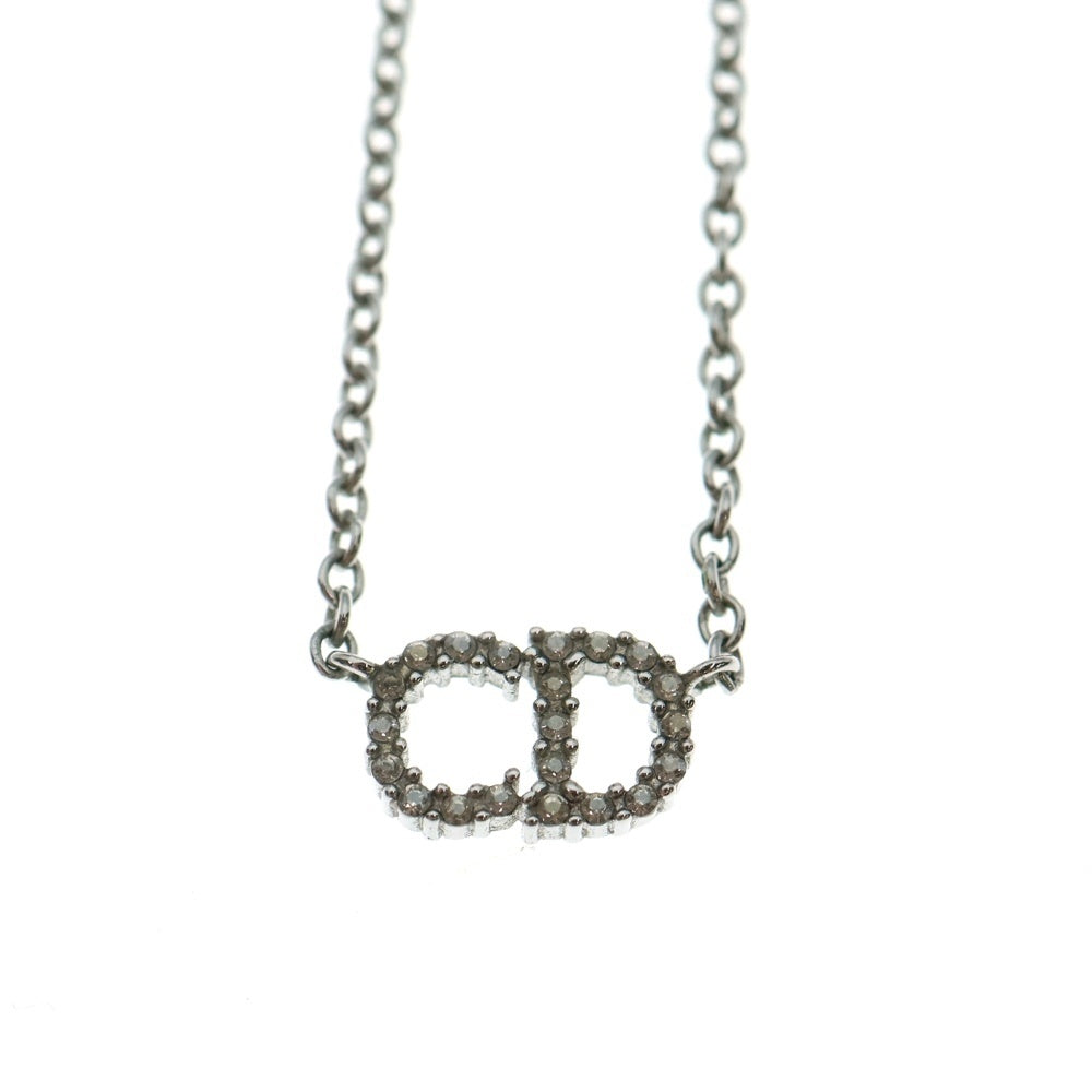 DIOR(ディオール) CDロゴ ラインストーン ネックレス ペンダント チェーン シルバー