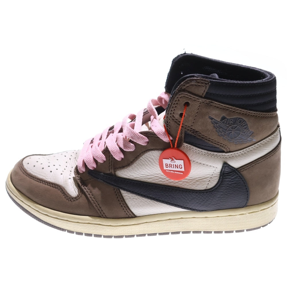 NIKE(ナイキ) ×TRAVIS SCOTT AIR JORDAN 1 HIGH OG TS SP CD4487-100 トラヴィススコット エアジョーダン1 ハイカットスニーカー ブラウン/ホワイト US9/27cm