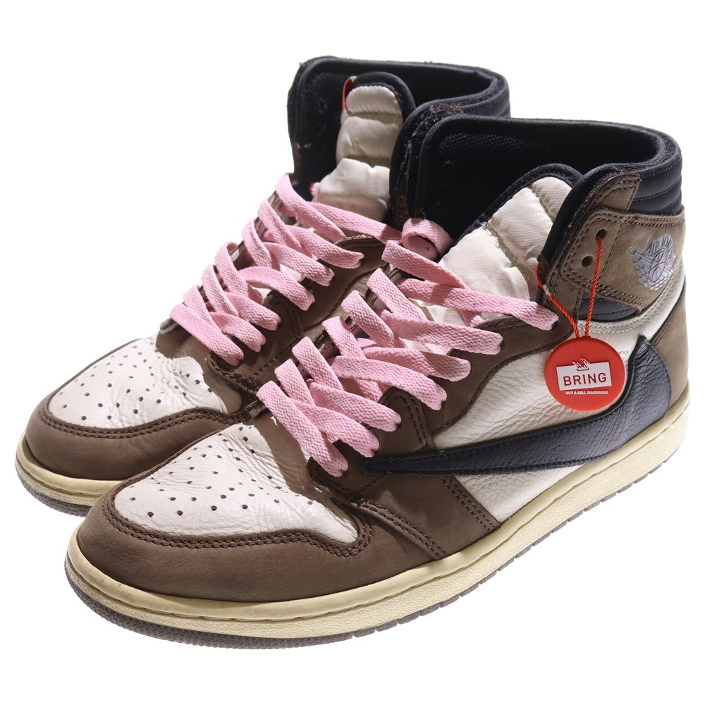 NIKE(ナイキ) ×TRAVIS SCOTT AIR JORDAN 1 HIGH OG TS SP CD4487-100 トラヴィススコット エアジョーダン1 ハイカットスニーカー ブラウン/ホワイト US9/27cm