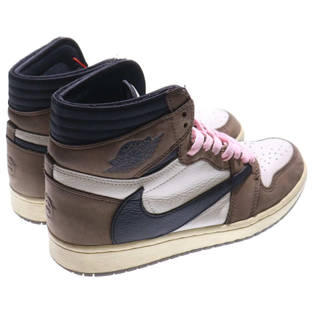 NIKE(ナイキ) ×TRAVIS SCOTT AIR JORDAN 1 HIGH OG TS SP CD4487-100 トラヴィススコット エアジョーダン1 ハイカットスニーカー ブラウン/ホワイト US9/27cm