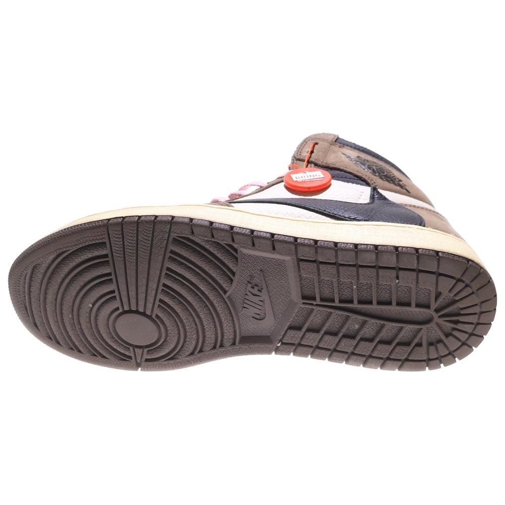 NIKE(ナイキ) ×TRAVIS SCOTT AIR JORDAN 1 HIGH OG TS SP CD4487-100 トラヴィススコット エアジョーダン1 ハイカットスニーカー ブラウン/ホワイト US9/27cm