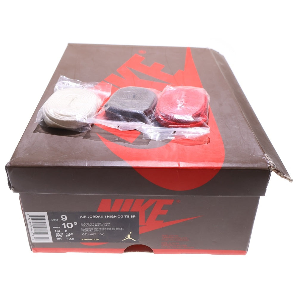 NIKE(ナイキ) ×TRAVIS SCOTT AIR JORDAN 1 HIGH OG TS SP CD4487-100 トラヴィススコット エアジョーダン1 ハイカットスニーカー ブラウン/ホワイト US9/27cm