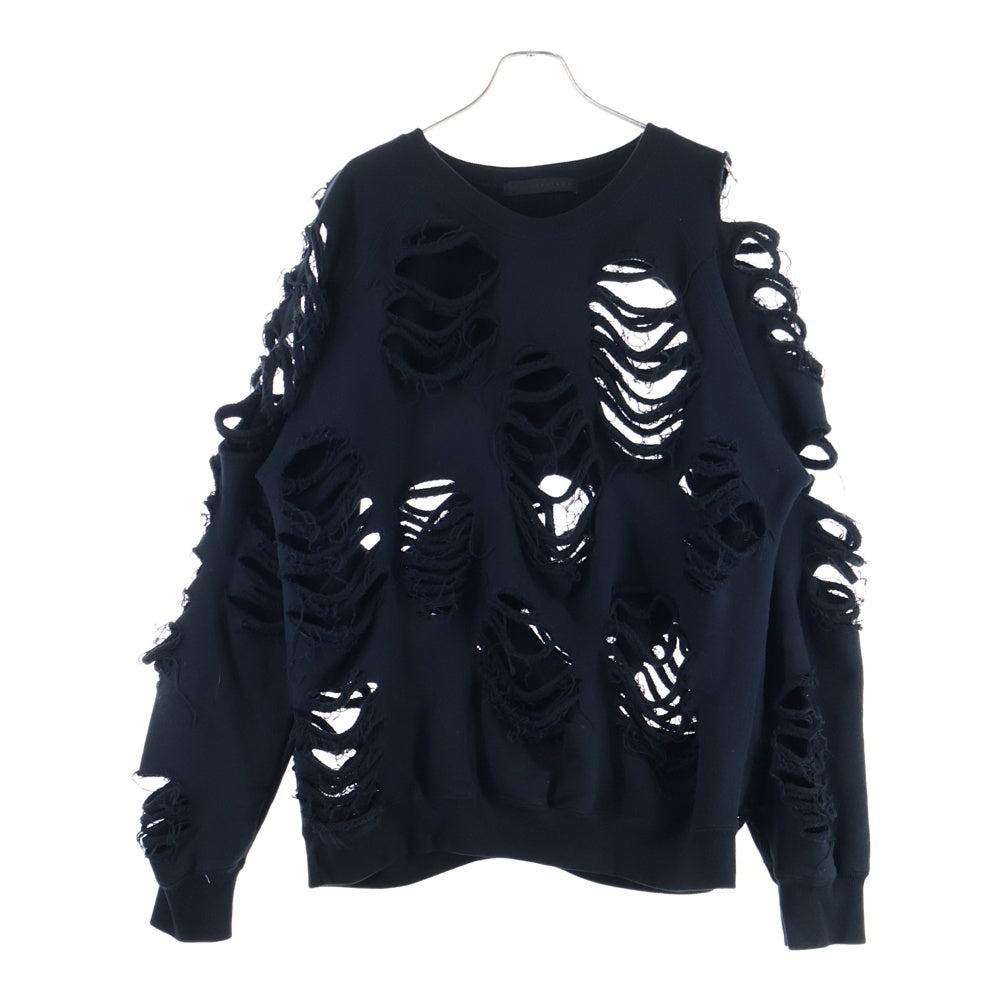JUN / NAKAYAMA(ジュンナカヤマ) 23AW デストロイ加工クルーネックスウェットトレーナー JN-FW23-C001 ブラック