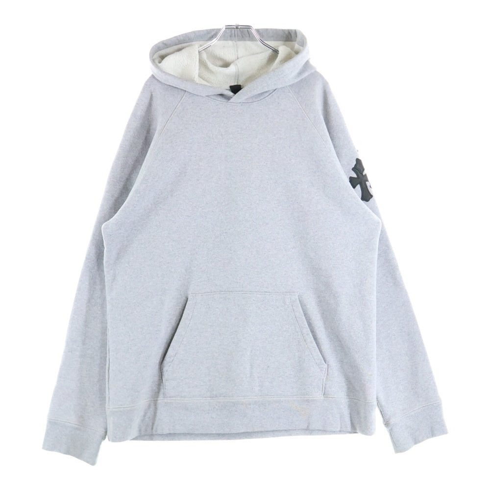 CHROME HEARTS(クロムハーツ) Y NOT CRS PATCH PLVR ワイノット クロスパッチ スクロールラベル付き プルオーバーパーカー スウェットパーカー グレー