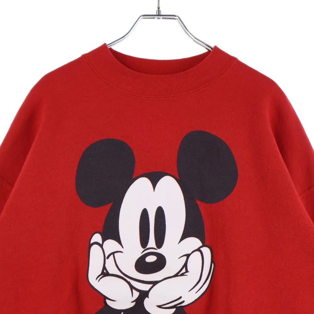 VINTAGE(ヴィンテージ) 90s DISNEY 青パンミッキー 両面プリント クルーネックスウェット レッド