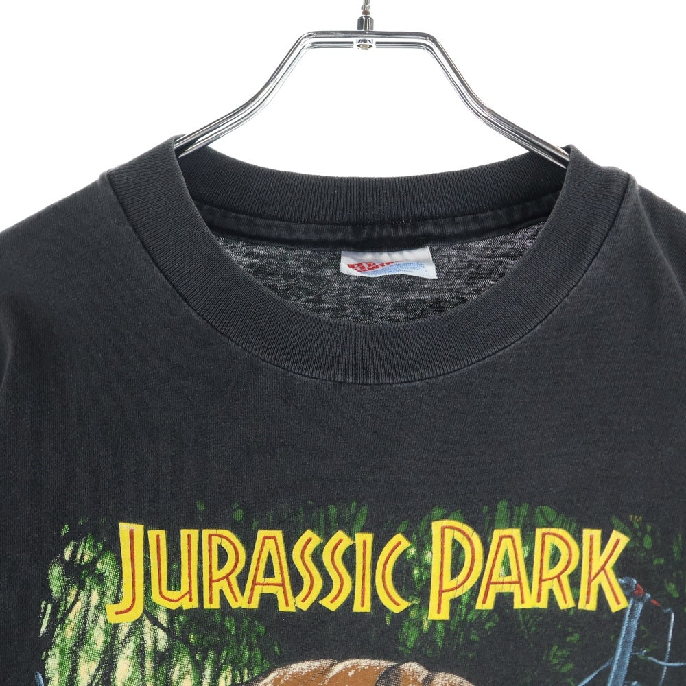 VINTAGE(ヴィンテージ) 90s JURASSIC PARK ジュラシックパーク ヘインズ フロントプリント半袖Tシャツカットソー ブラック