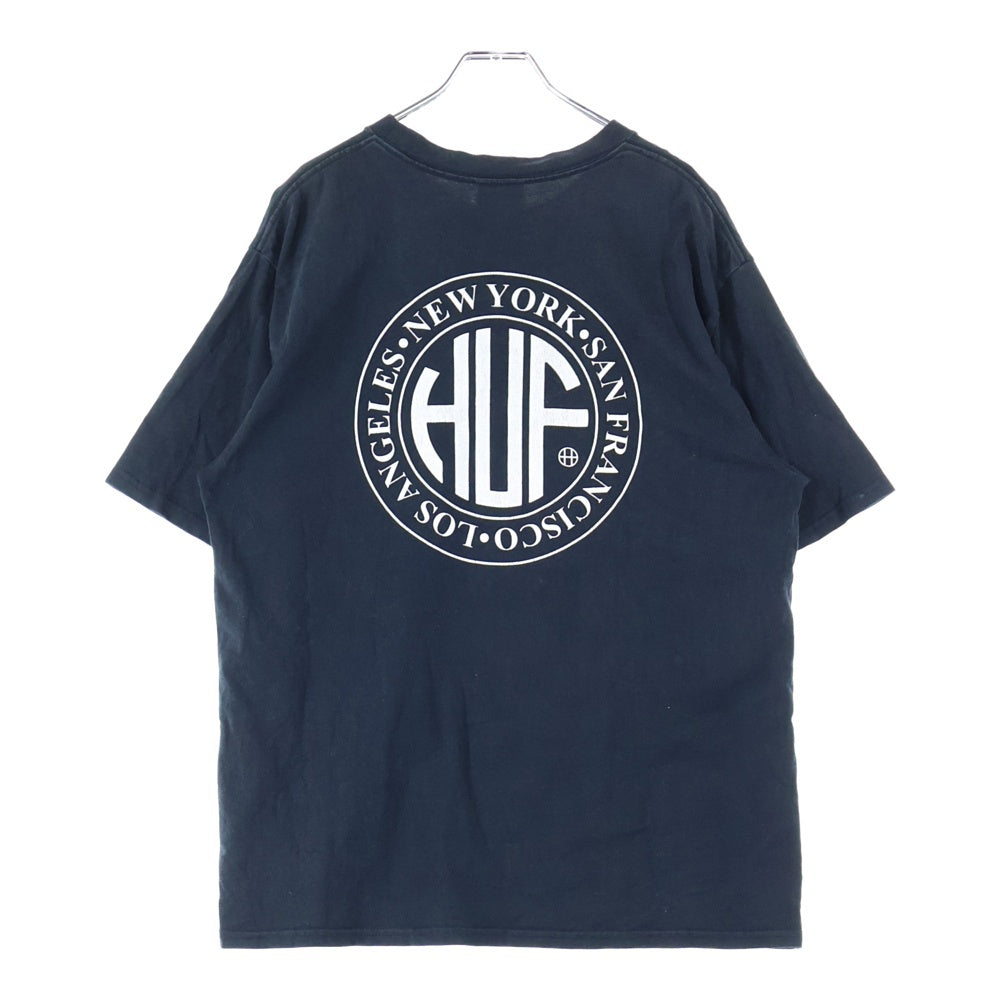 HUF(ハフ) Regional Washed TEE ロゴプリント クルーネック半袖Tシャツ カットソー ブラック