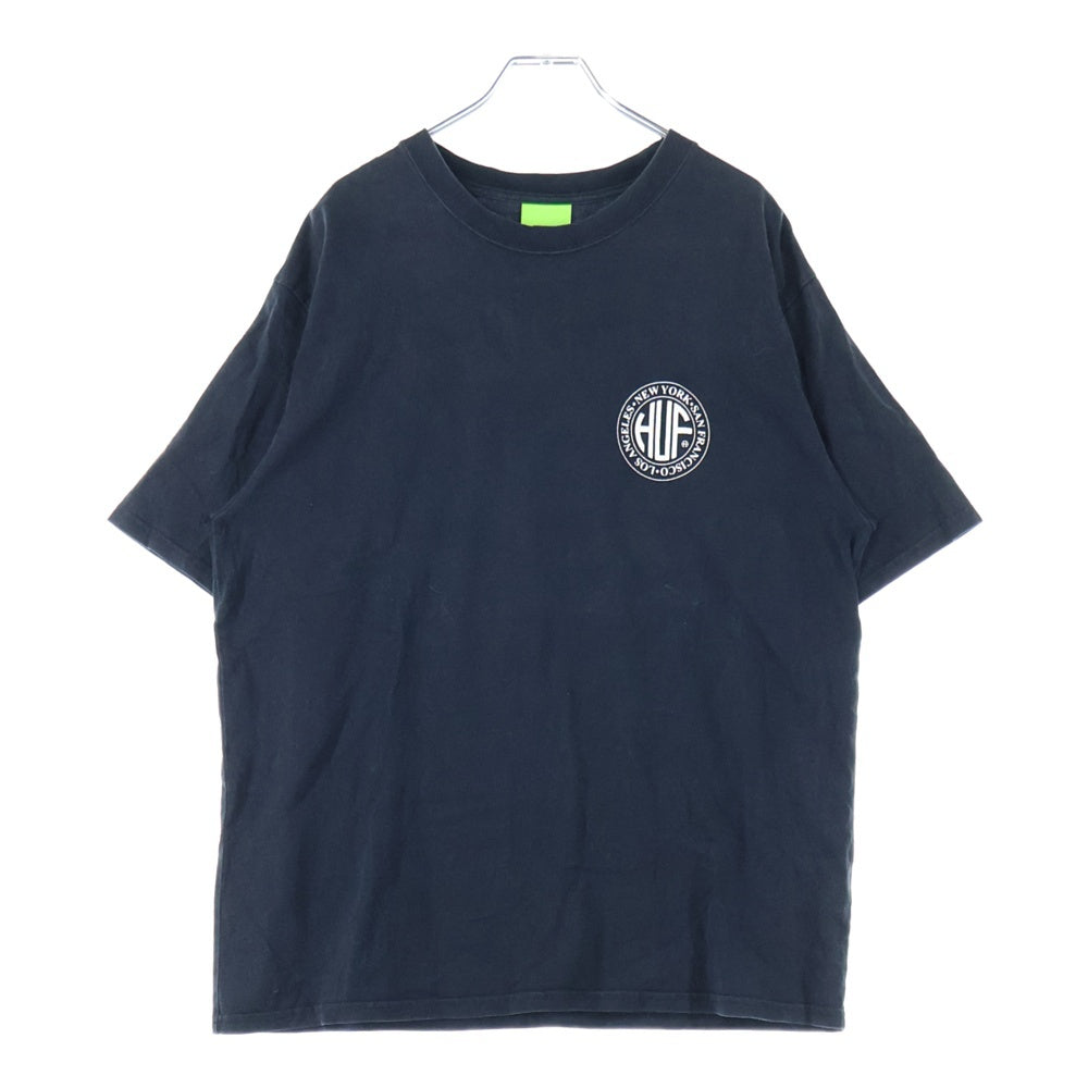 HUF(ハフ) Regional Washed TEE ロゴプリント クルーネック半袖Tシャツ カットソー ブラック