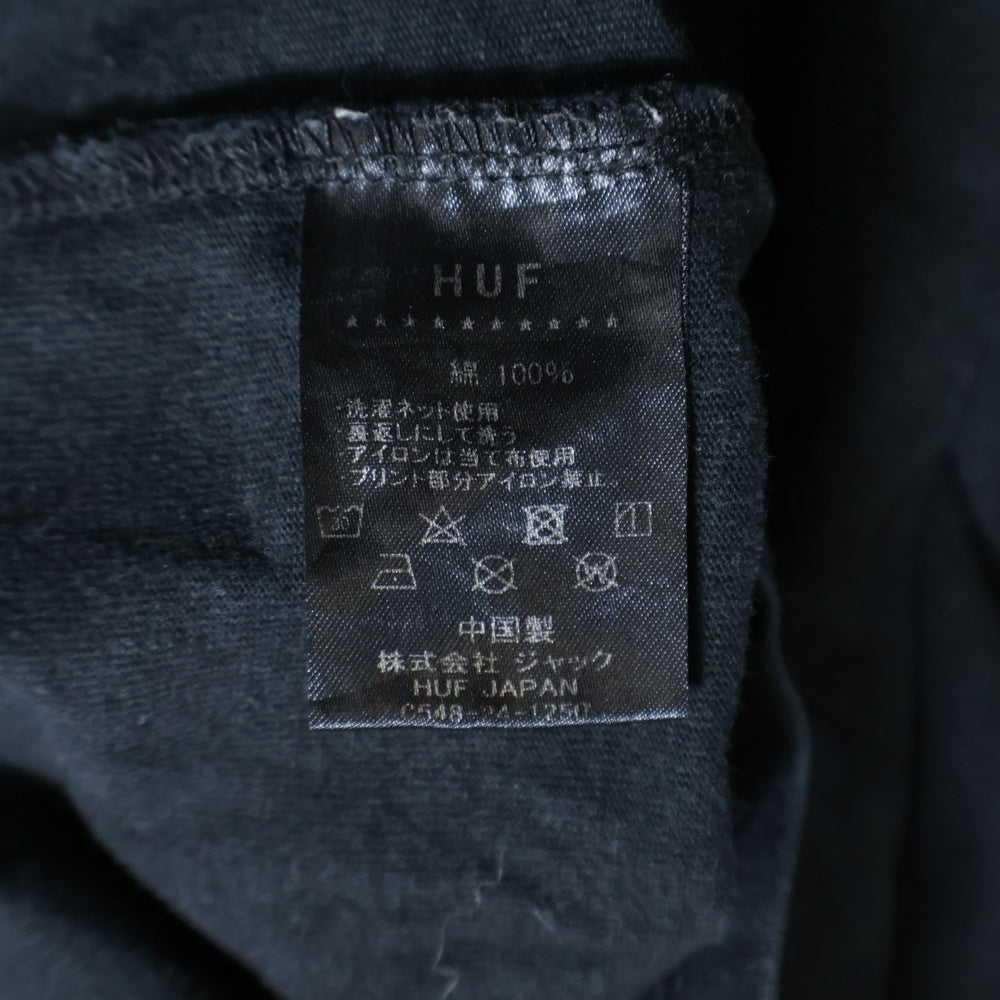 HUF(ハフ) Regional Washed TEE ロゴプリント クルーネック半袖Tシャツ カットソー ブラック