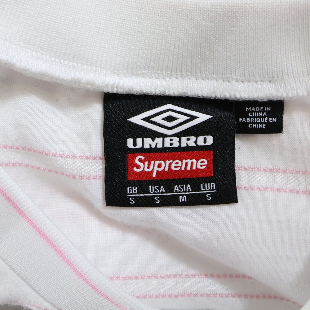 SUPREME(シュプリーム) 25SSxUMBRO Stripe Soccer Jersey アンブロ ストライプサッカージャージ 半袖Tシャツカットソー ホワイト/ピンク