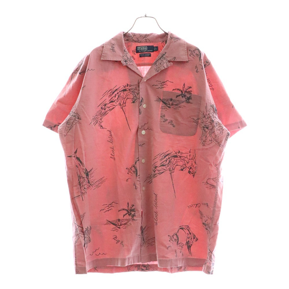 POLO RALPH LAUREN(ポロラルフローレン) 90s CALDWELL オープンカラー 開襟半袖シャツ ピンク