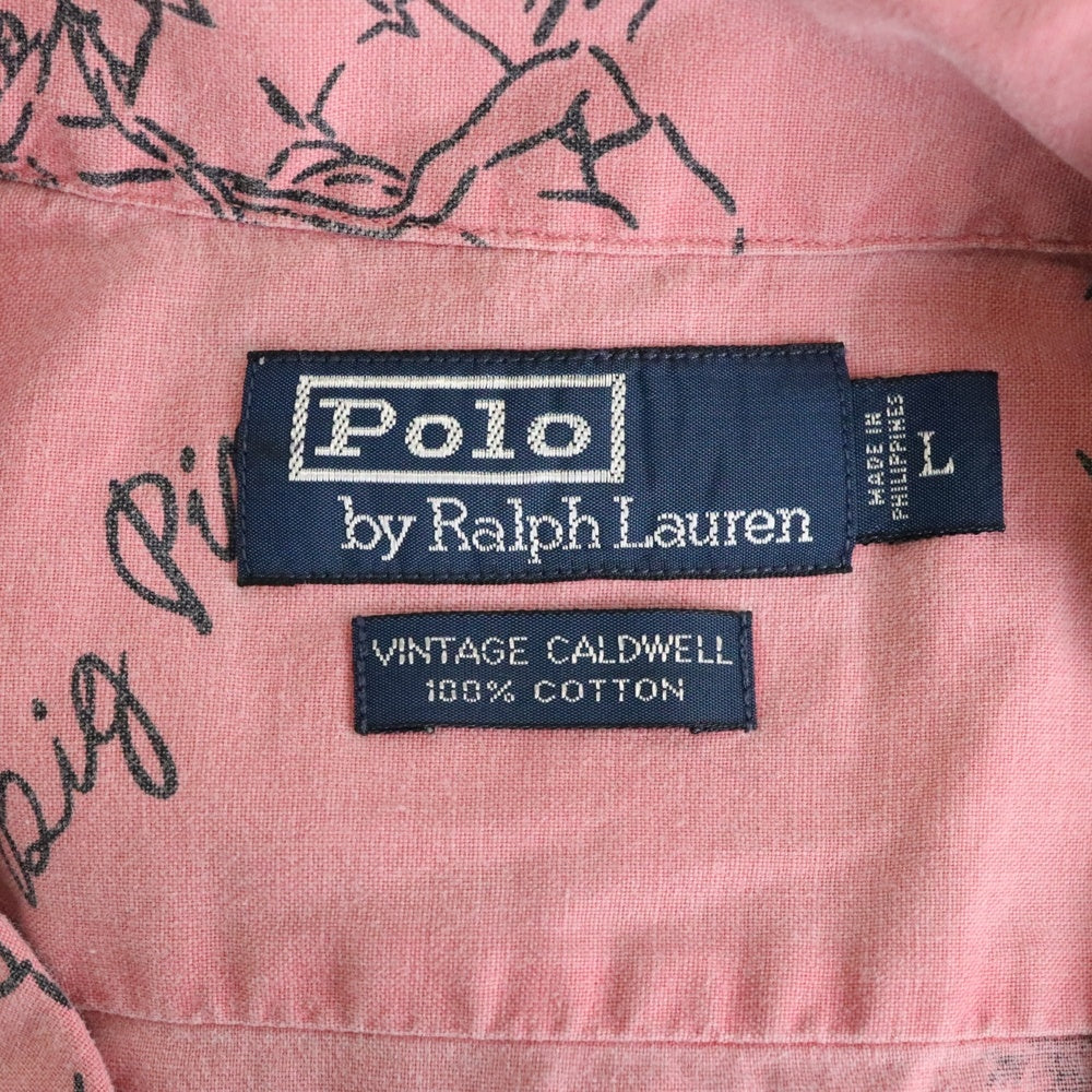 POLO RALPH LAUREN(ポロラルフローレン) 90s CALDWELL オープンカラー 開襟半袖シャツ ピンク