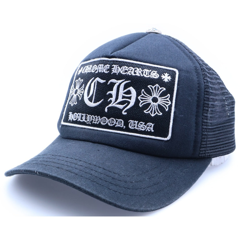CHROME HEARTS(クロムハーツ) TRUCKER CAP トラッカーキャップ CH刺繍パッチクロスボール付メッシュ帽子 ブラック