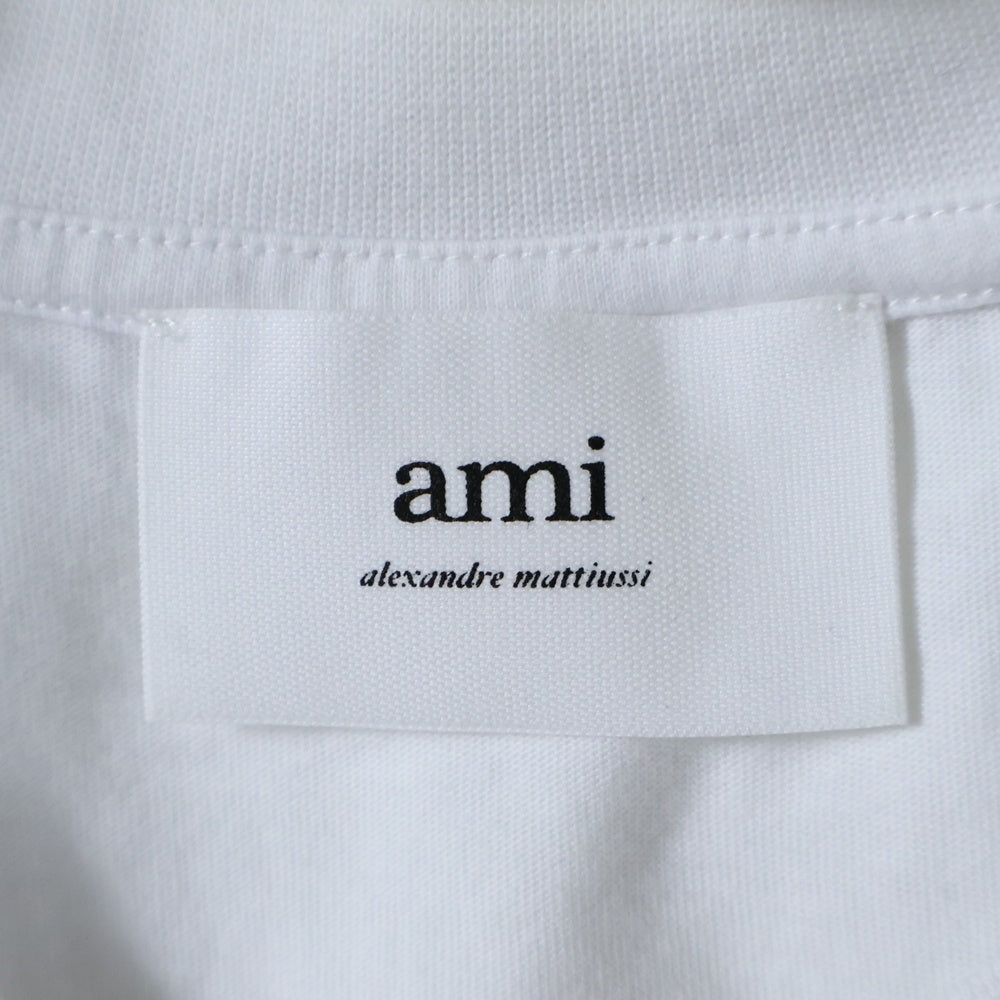 AMI Alexandre Mattiussi(アミアレクサンドルマテュッシ) フロントロゴ刺繍 半袖Tシャツ カットソー ホワイト BFUTS001.724