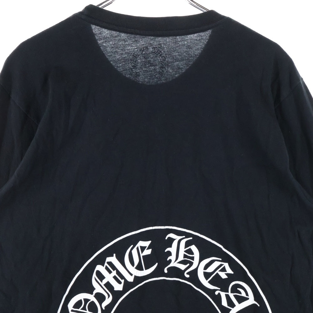 CHROME HEARTS(クロムハーツ) HORSESHOE L/S 袖フローラル バックホースシュープリント 長袖Tシャツ カットソー ブラック