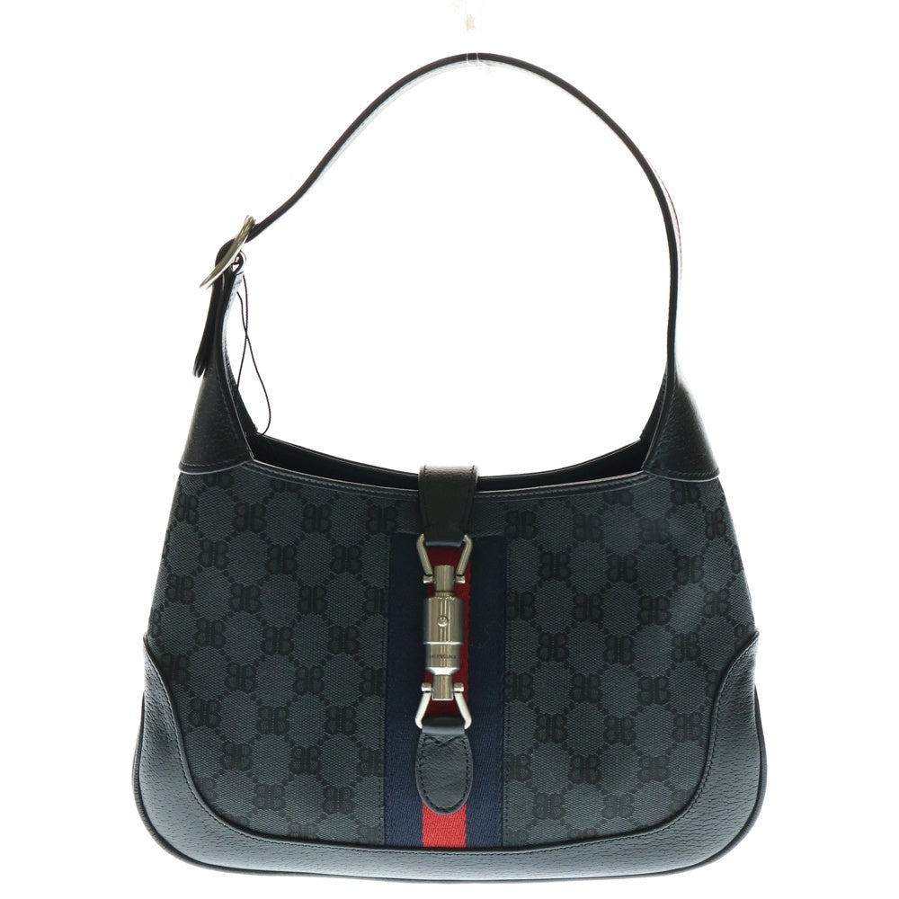 BALENCIAGA(バレンシアガ) ×GUCCI ジャッキー BBロゴキャンバス 2WAYショルダーバッグ 680118 ブラック/グレー