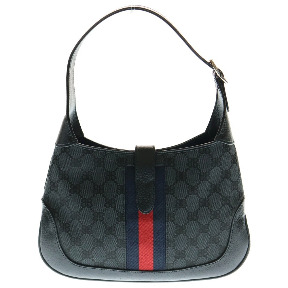 BALENCIAGA(バレンシアガ) ×GUCCI ジャッキー BBロゴキャンバス 2WAYショルダーバッグ 680118 ブラック/グレー