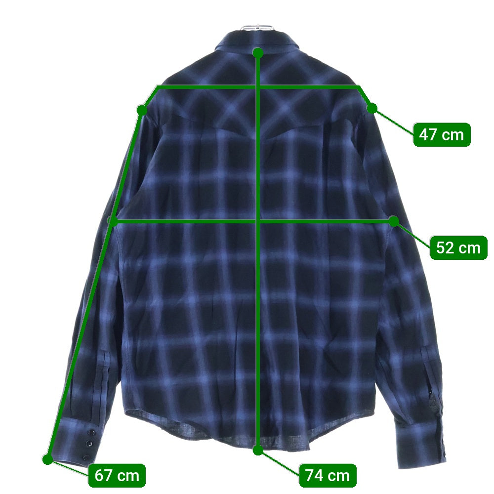 SAINT LAURENT PARIS(サンローランパリ) 16AW オンブレチェックウェスタン長袖シャツ ブルー/ブラック 455166 Y729B