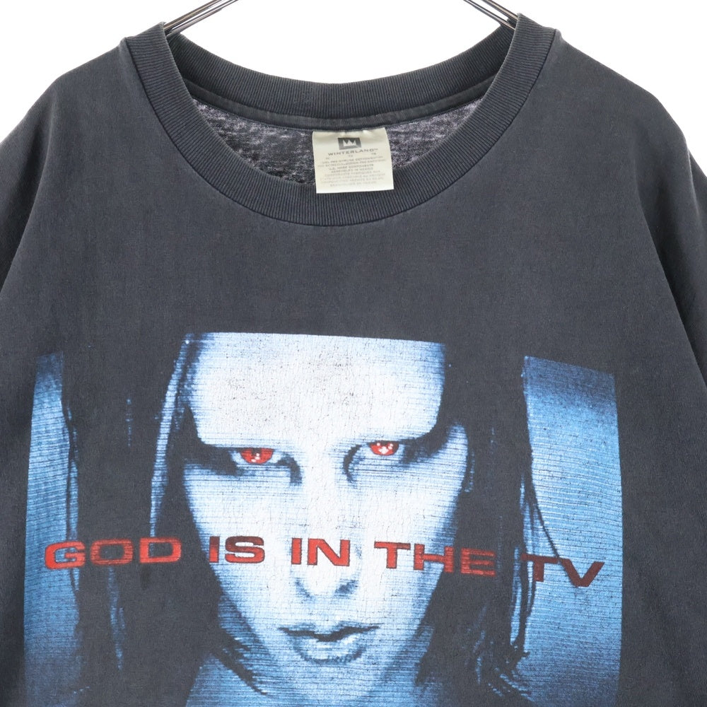 VINTAGE(ヴィンテージ) 90s MARILYN MANSON GOD IS IN THE TV マリリンマンソン ゴッドイズザティーヴィー Tシャツ 半袖カットソー ブラック