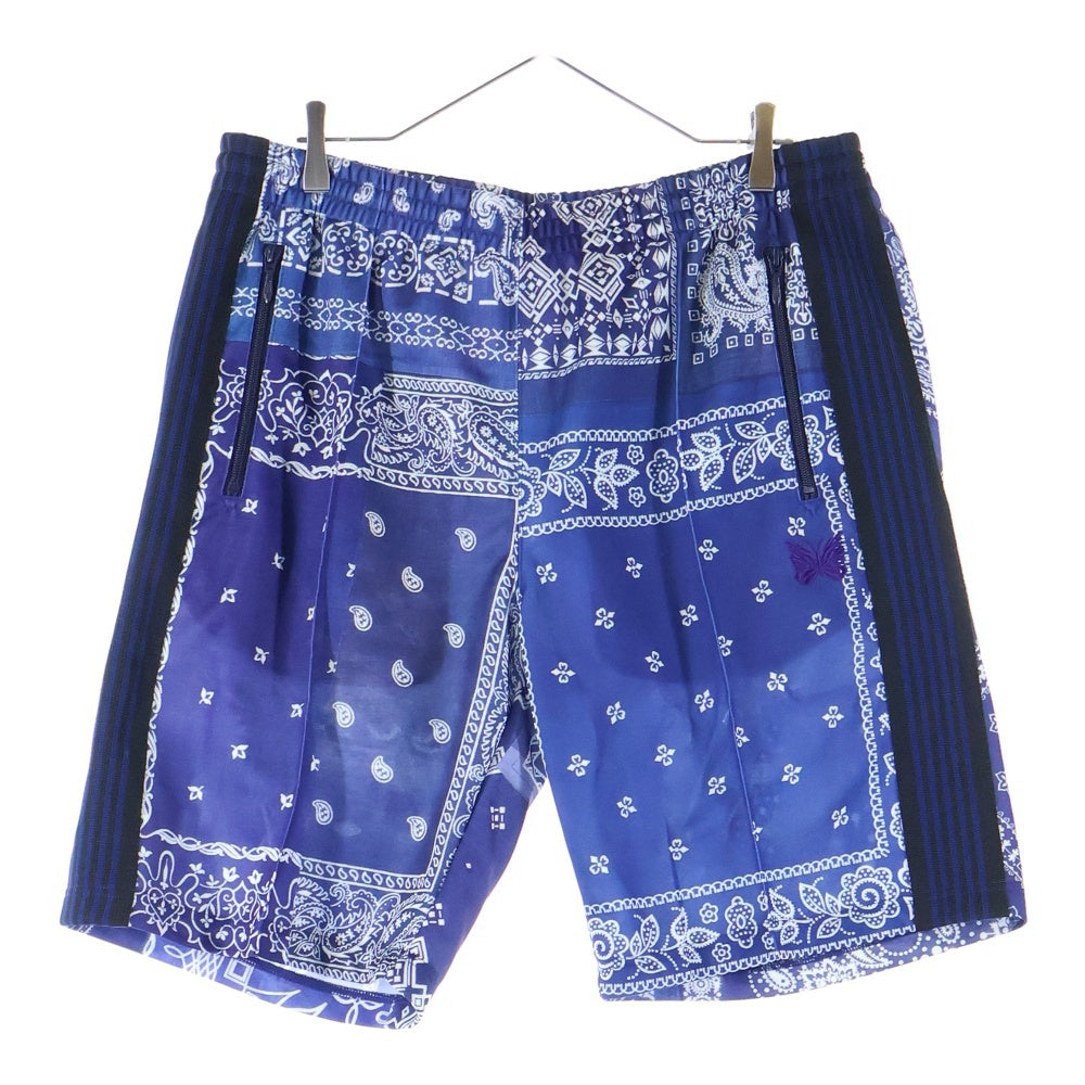 Needles(ニードルス) ×MIYAGIHIDETAKA Bandana Print Track Short バンダナプリント ジップポケット トラックショーツ ブルー PU1722