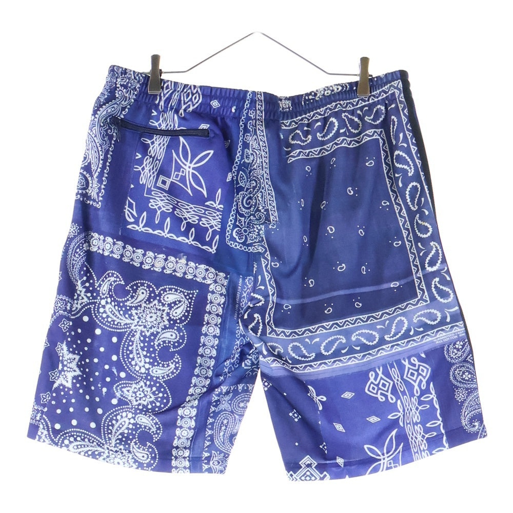 Needles(ニードルス) ×MIYAGIHIDETAKA Bandana Print Track Short バンダナプリント ジップポケット トラックショーツ ブルー PU1722