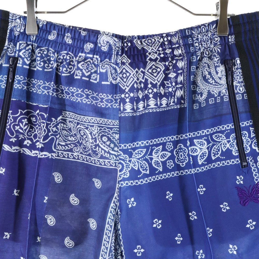 Needles(ニードルス) ×MIYAGIHIDETAKA Bandana Print Track Short バンダナプリント ジップポケット トラックショーツ ブルー PU1722