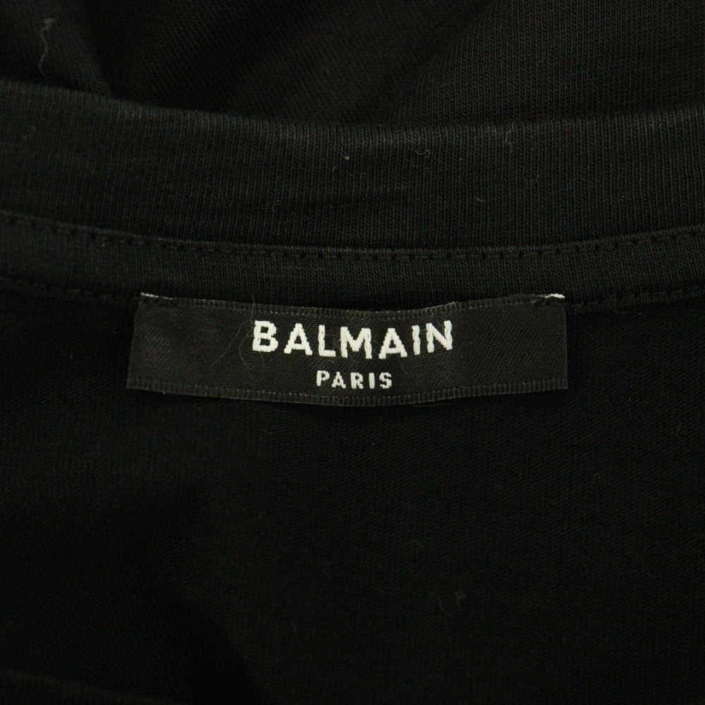 BALMAIN(バルマン) METALLIZED FLOCKED TEE EG010BB99 立体ロゴプリント半袖Tシャツ ブラック