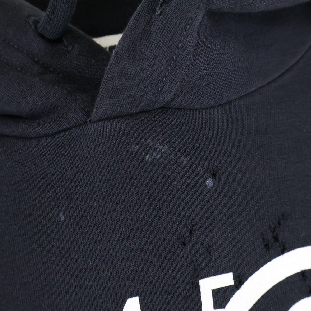 MM6 Maison Margiela(エムエムシックスメゾンマルジェラ) カレンダーロゴダメージ加工スウェットプルオーバーパーカー S62GU0112 ブラック