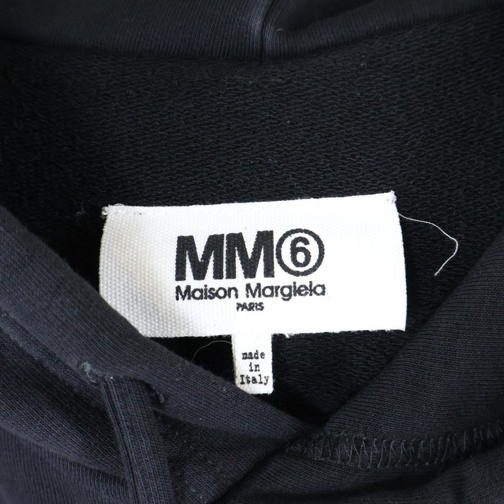 MM6 Maison Margiela(エムエムシックスメゾンマルジェラ) カレンダーロゴダメージ加工スウェットプルオーバーパーカー S62GU0112 ブラック