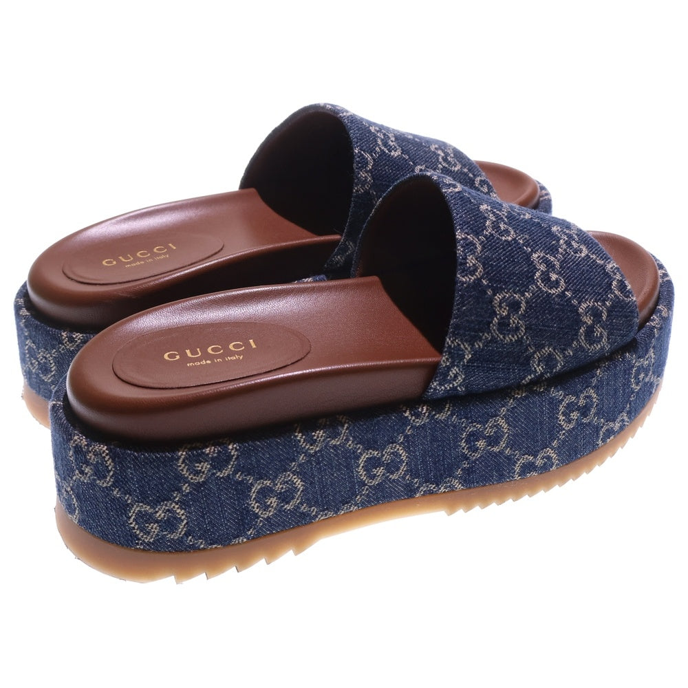 GUCCI(グッチ) GGモノグラム プラットフォーム スライド サンダル インディゴ 623212