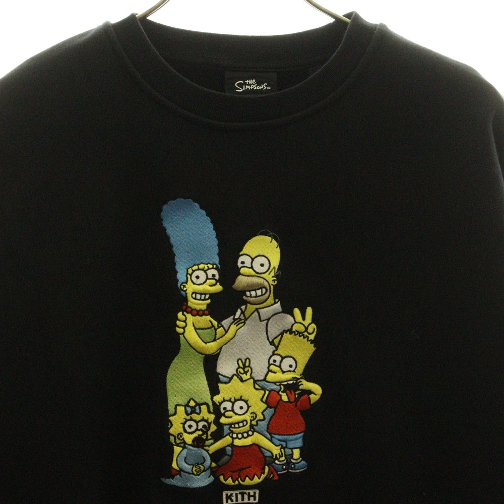 KITH(キス) ×THE SIMPSONS EMBROIDERED SWEAT シンプソンズ フロント刺繍 クルーネックスウェット ブラック 21-070-060-0015-1-0