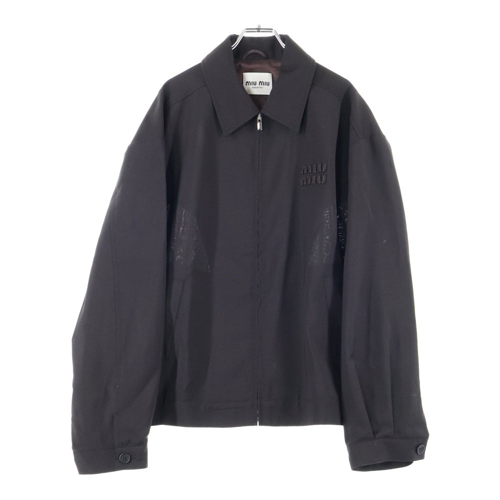 miumiu(ミュウミュウ) 24SS ロゴワッペン ジップアップジャケット ML1041 ブラウン